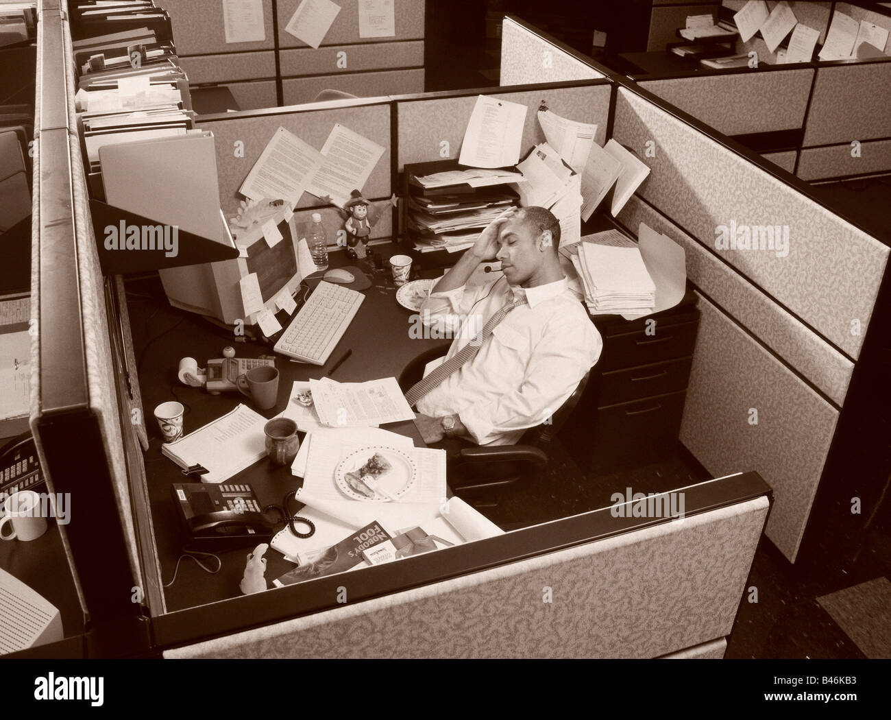Businessman in Office Cubicle Stock Photo Alamy