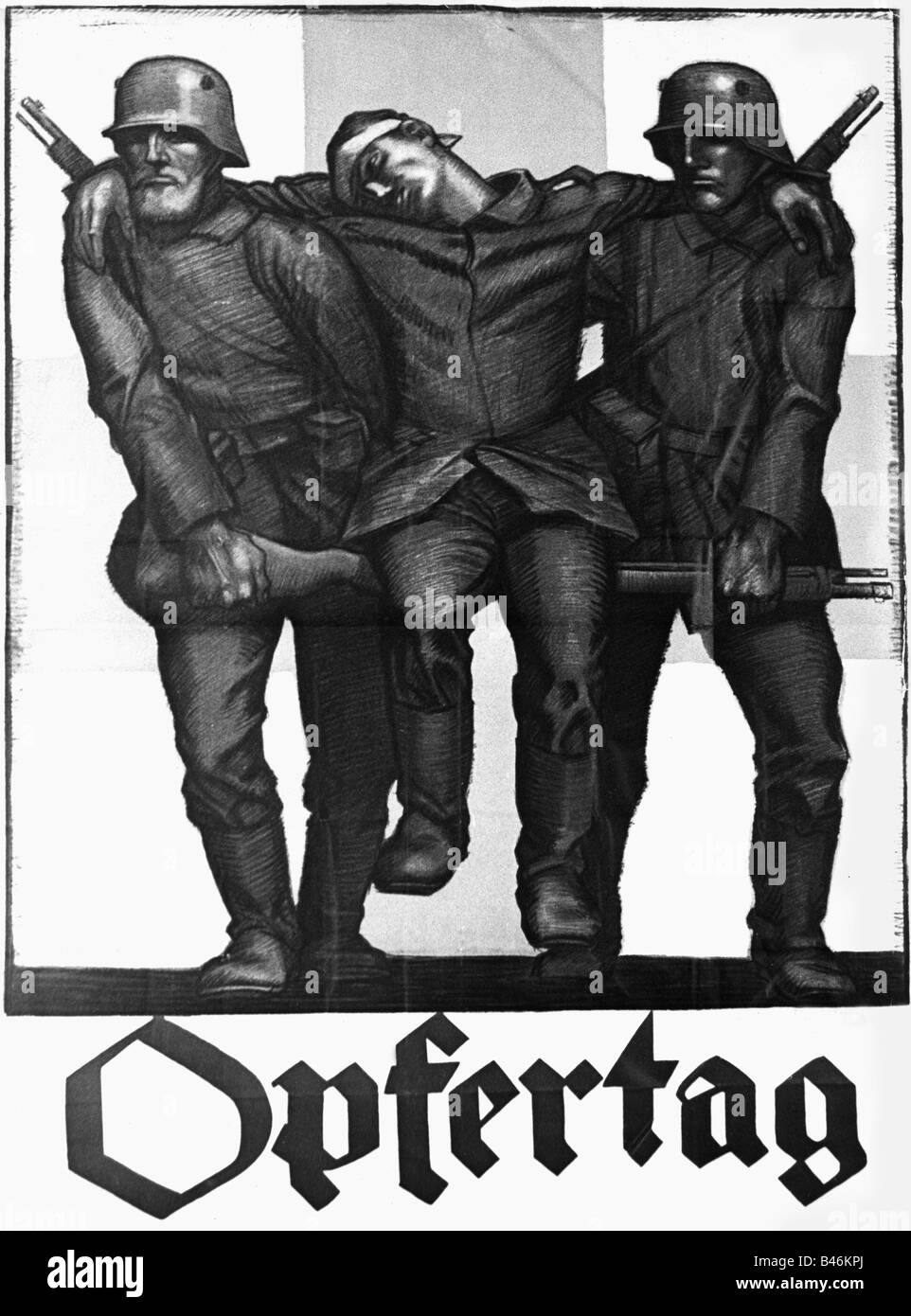 events, First World War/WWI, propaganda, poster, 'Opfertag' (Day of sacrifice), drawing by Richard Klein (1890 - 1967), Munich, Germany, 1917, , Stock Photo