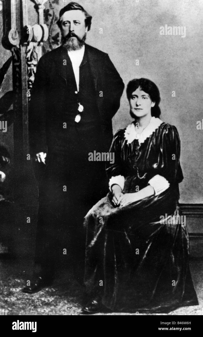 Liebknecht, Wilhelm, 29.3.1826 - 7.8.1900, German politician (SPD), with Eleanor Marx, USA, 1885, , Stock Photo