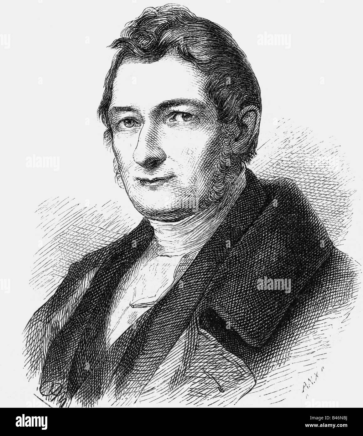 Gabelsberger, Franz Xaver, 9.2.1789 - 4.1.1849, German civil servant, portrait, wood engraving, 19th century, , Stock Photo