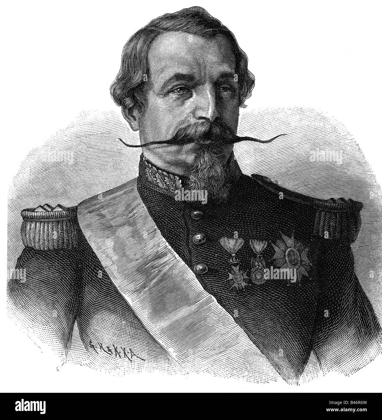Napoleon III, 20.4.1808 - 9.1.1873, Emperor of the French 2.12.1852 - 2.9.1870, portrait, wood engraving, 1859, , Stock Photo