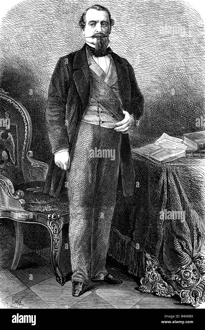 Napoleon III, 20.4.1808 - 9.1.1873, Emperor of the French 2.12.1852 - 2.9.1870, full length, wood engraving, 1862,  , Stock Photo