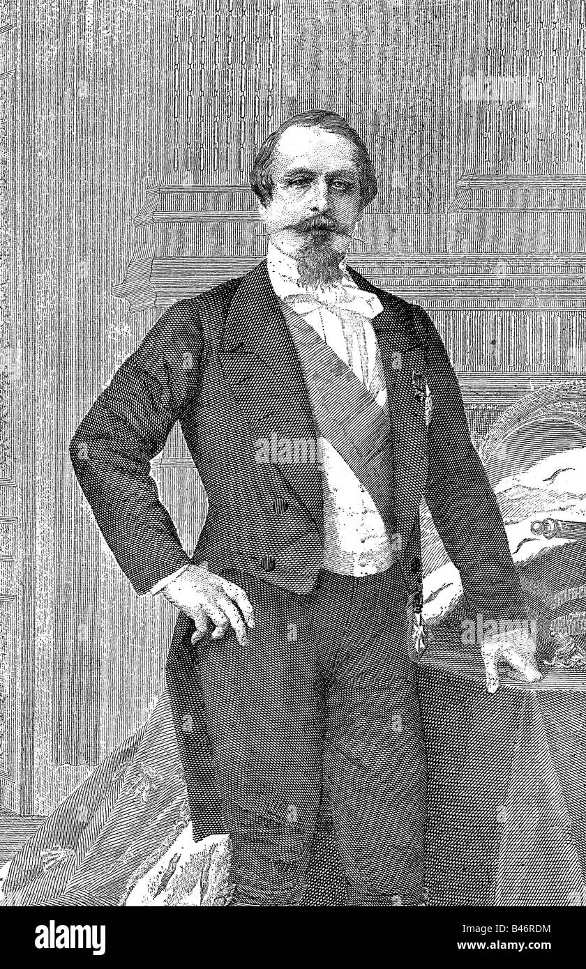 Napoleon III, 20.4.1808 - 9.1.1873, Emperor of the French 2.12.1852 - 2.9.1870, half length, wood engraving after painting by Alexandre Cabanel, circa 1865,  , Stock Photo