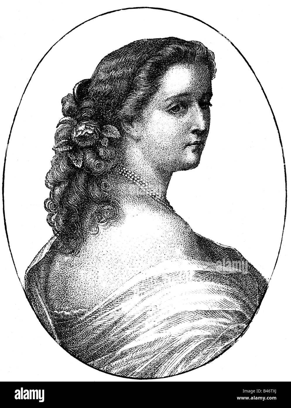 Eugenie, 5.5.1826 - 11.7.1920, Empress Consort of France 30.1.1853 - 4.9.1870, half length, wood engraving after engraving by Metzmacher, 1860,  , Stock Photo