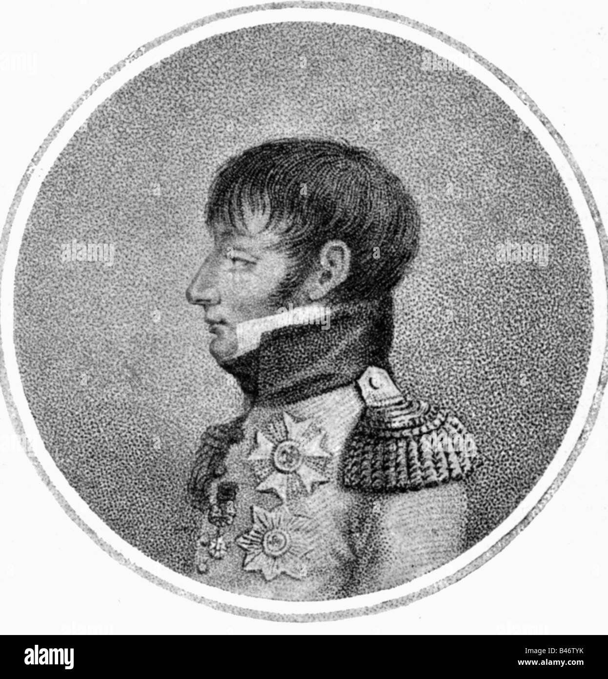 Bonaparte, Louis, 2.9.1778 - 25.6.1846, King of Holland 5.6.1806 - 30.6.1810, portrait, copper engraving by Portman after drawing by  Howen, circa 1808, , Artist's Copyright has not to be cleared Stock Photo