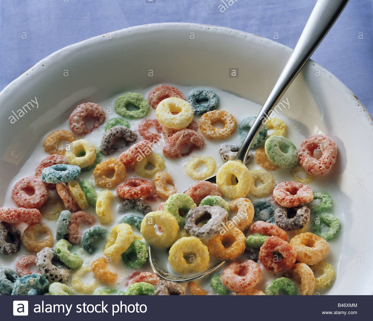 Fruit Loops With Milk In Bowl Fruit Loops With Milk In Bowl