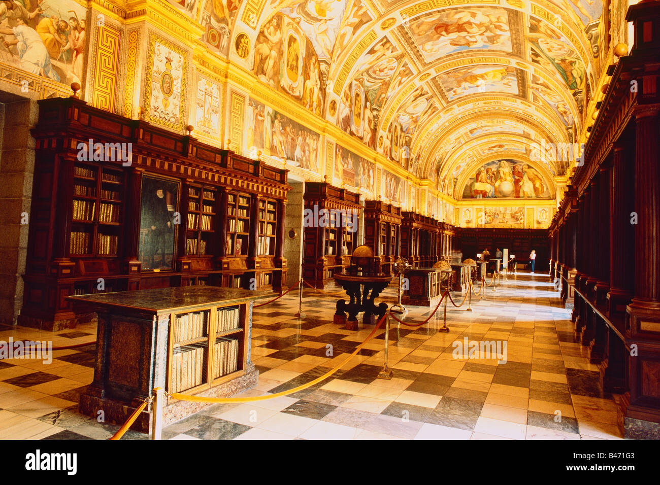 Spain - Madrid - neighbourhood - 'Royal Monastery of San Lorenzo El real' - Library Stock Photo