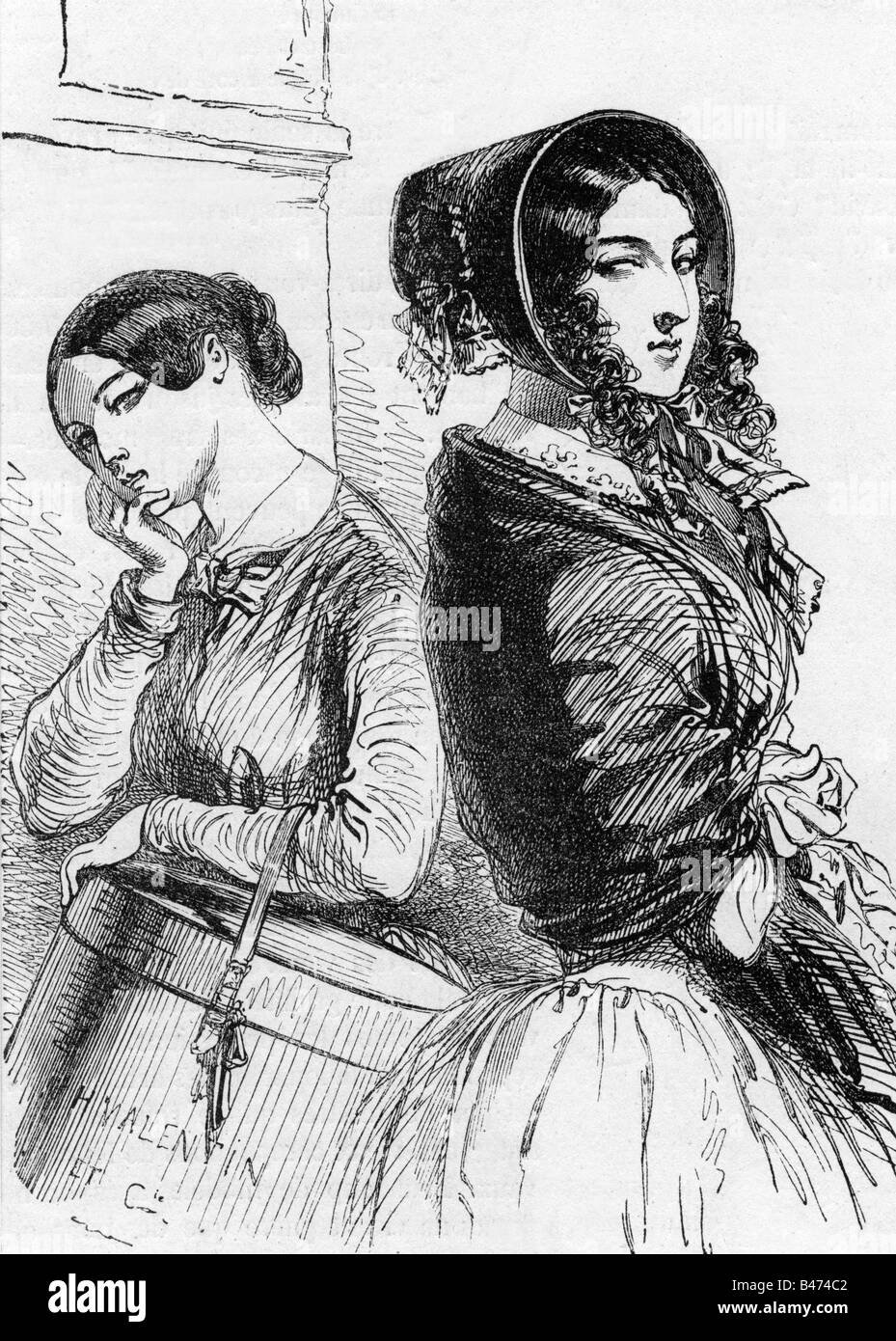 fashion, 19th century, ladies fashion, France, 'La Parisienne', wood engraving Henri Valentin, circa 1860, , Stock Photo