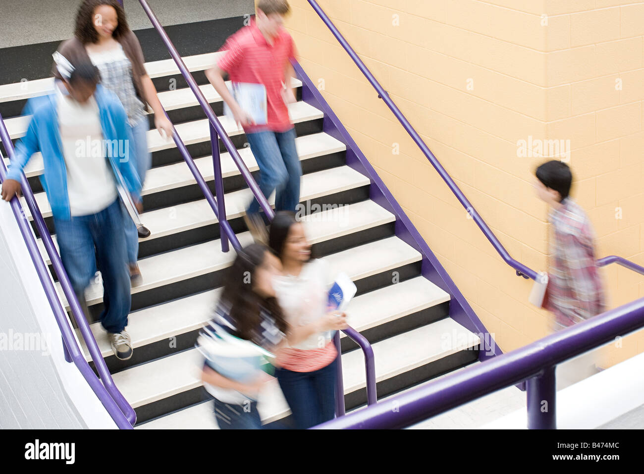 High school students on stairs Stock Photo