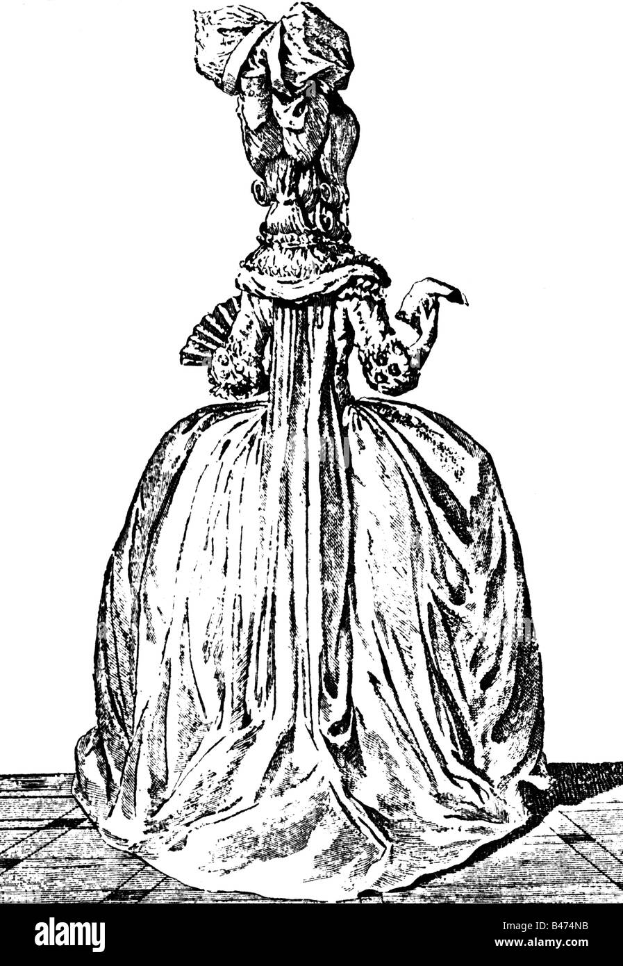 fashion, 18th century, ladies fashion, France, copper engraving, 'Courier des Modes', Paris, circa 1760, , Stock Photo