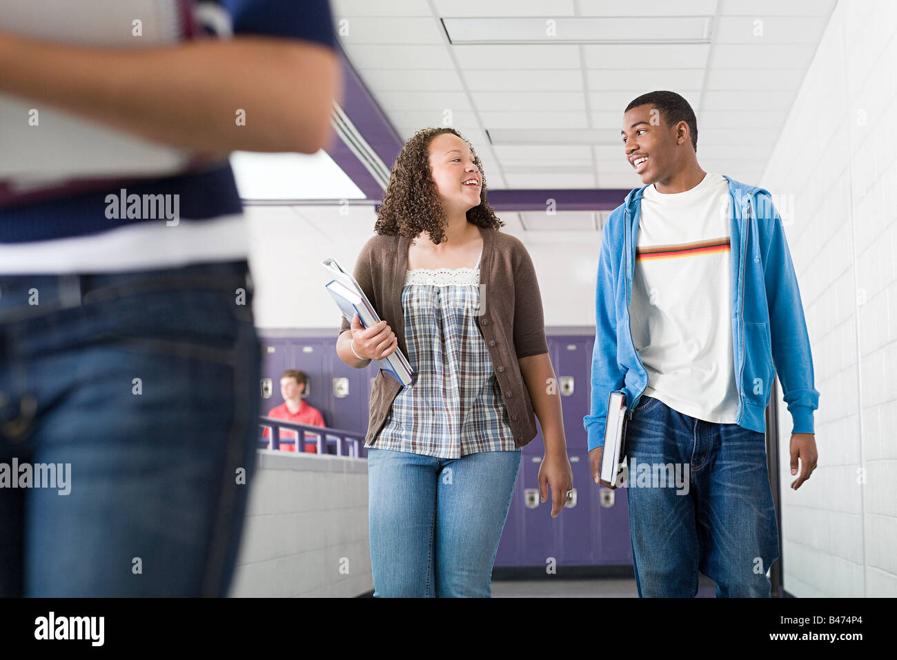 School students in corridor Stock Photo - Alamy