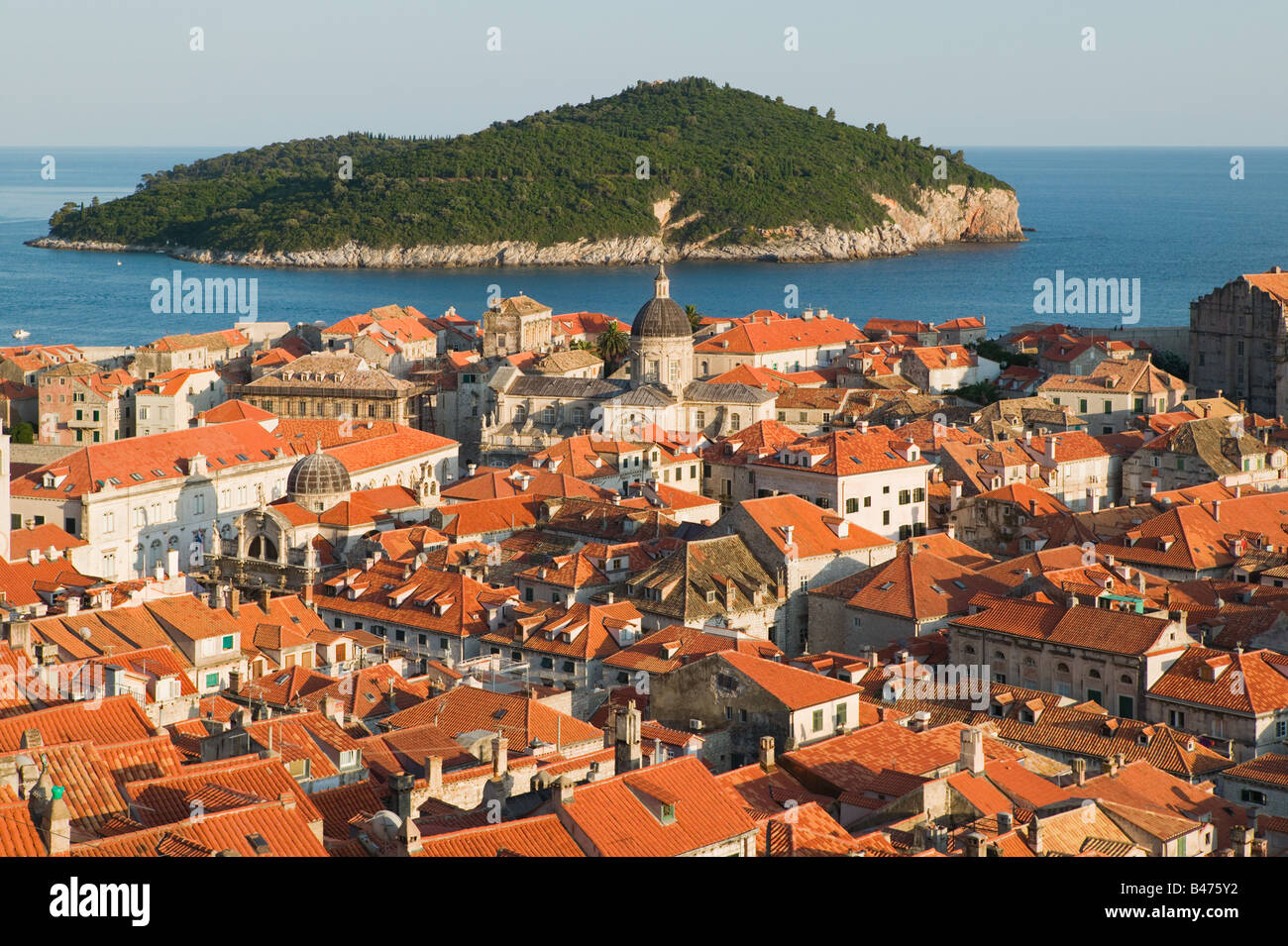 Dubrovnik old town and island Stock Photo