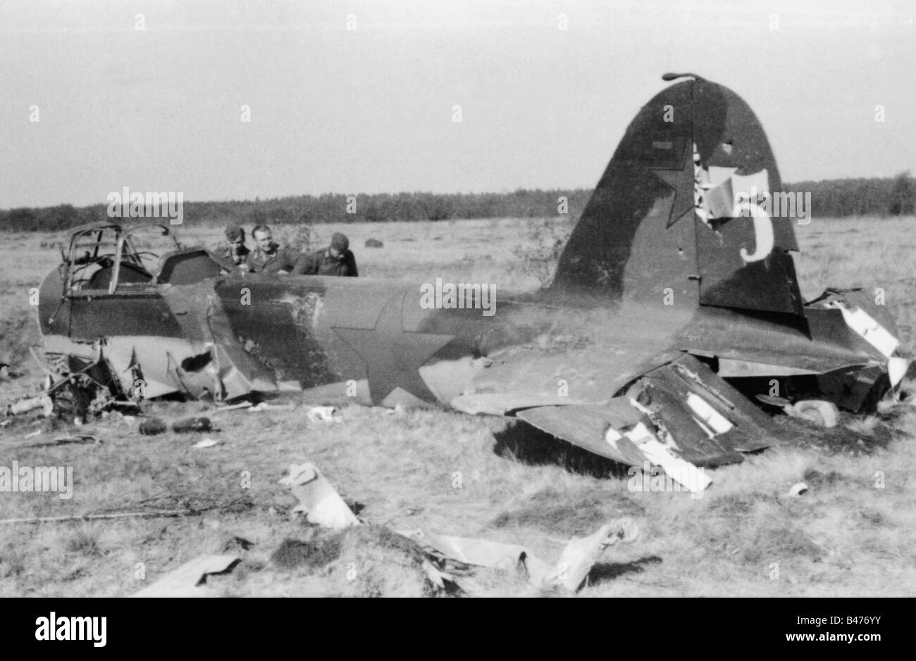 WW2 photo German soldiers inspecting plane crash WW2 photo German soldiers inspecting plane crash