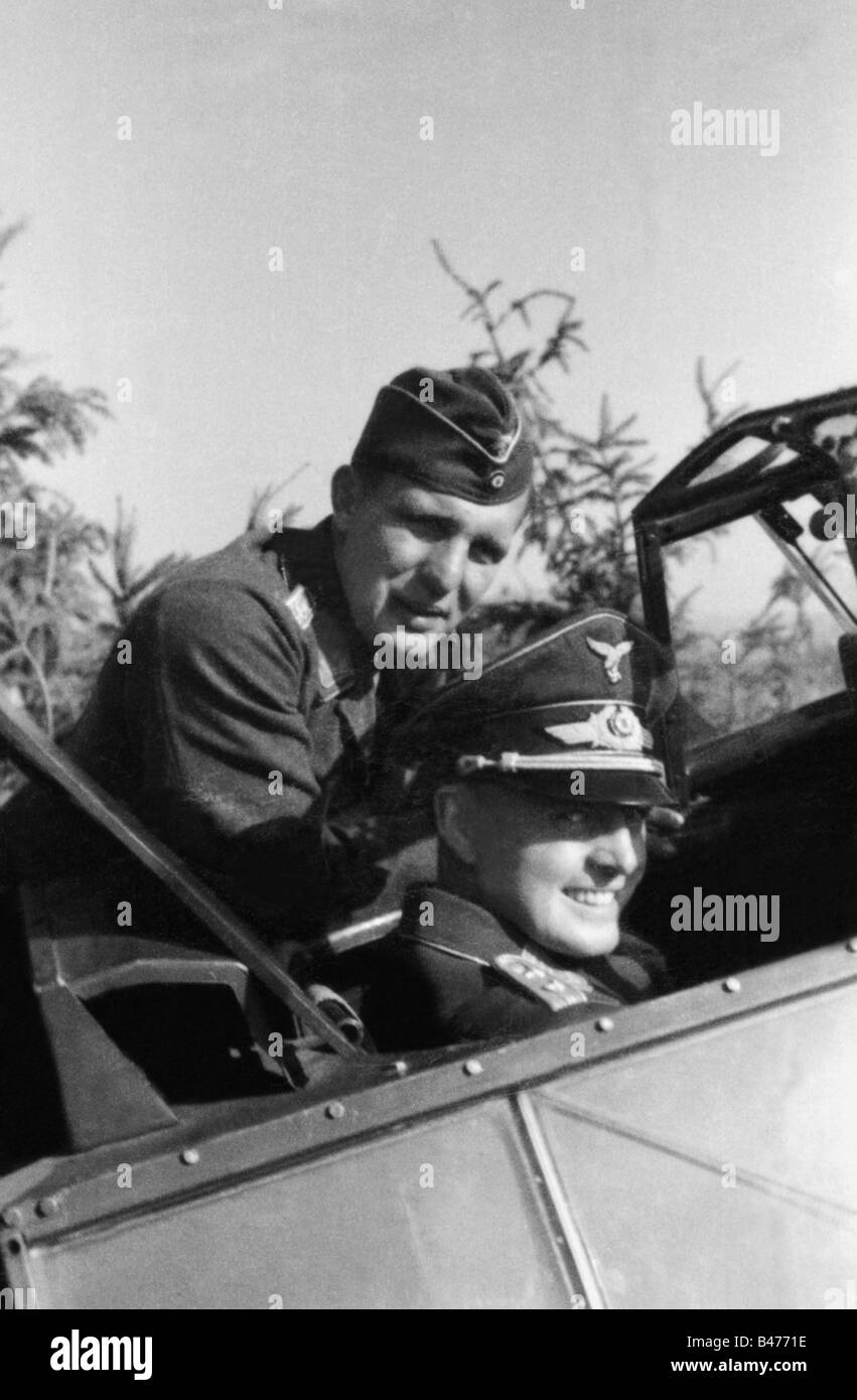 events, Second World War / WWII, aerial warfare, persons, a Luftwaffe pilot in the cockpit of his heavy fighter, preparing for takeoff, Eastern Front, October 1941, Stock Photo