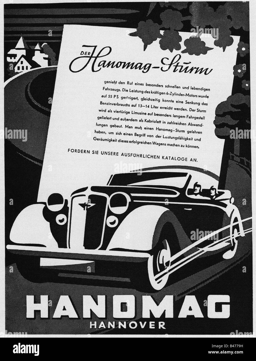 advertising, cars, Hanomag 'Sturm', advert, 'Atlantis', September 1937, , Stock Photo