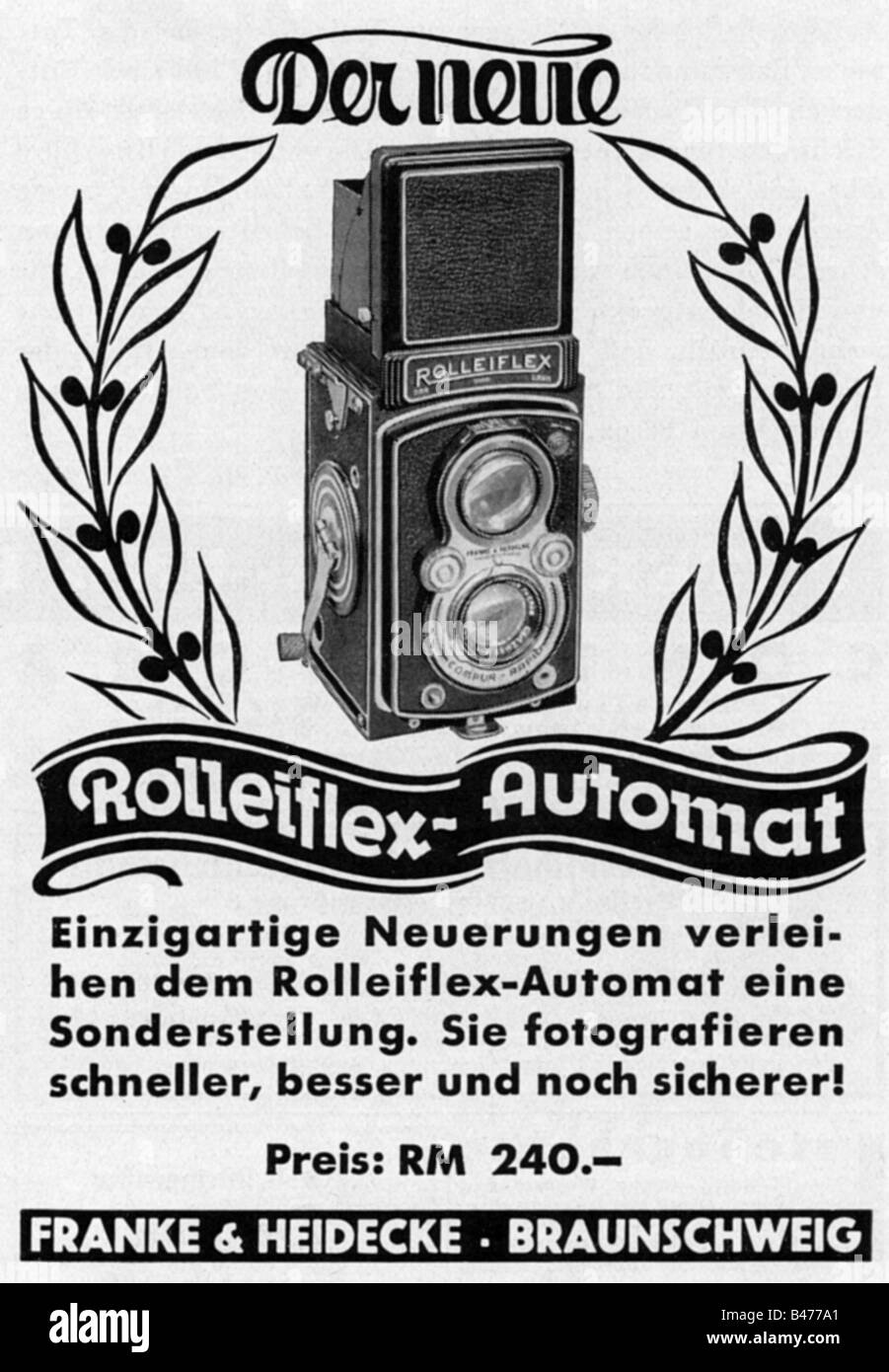 advertising, photography, cameras, Rolleiflex, advert, 'Atlantis', October 1937, , Stock Photo
