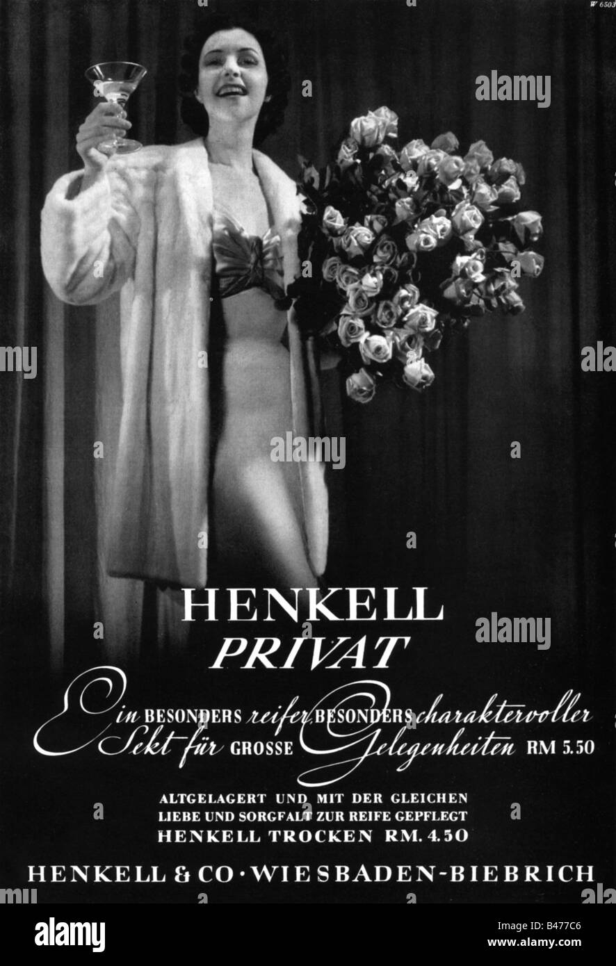 advertising, beverages, sparkling wine, Henkell 'Privat', advert, 'Atlantis', August 1939, , Stock Photo