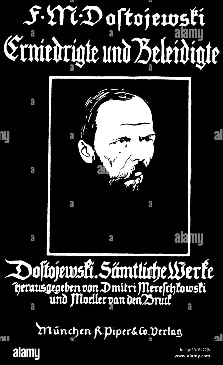 Dostoevsky, Fyodor Mikhailovich, 11.11.1821 - 9.2.1881, Russian author / writer, works, 'The Insulted and Humiliated', German edition, 'Erniedrigte und Beleidigte', published by Piper, Munich, 1861, title, , Stock Photo