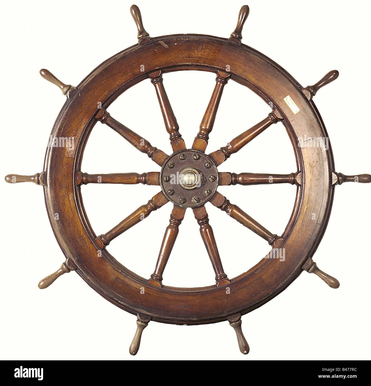 Antique replica pirates ship's wheel 6 spoke wooden wheel 24" w/brass centre 