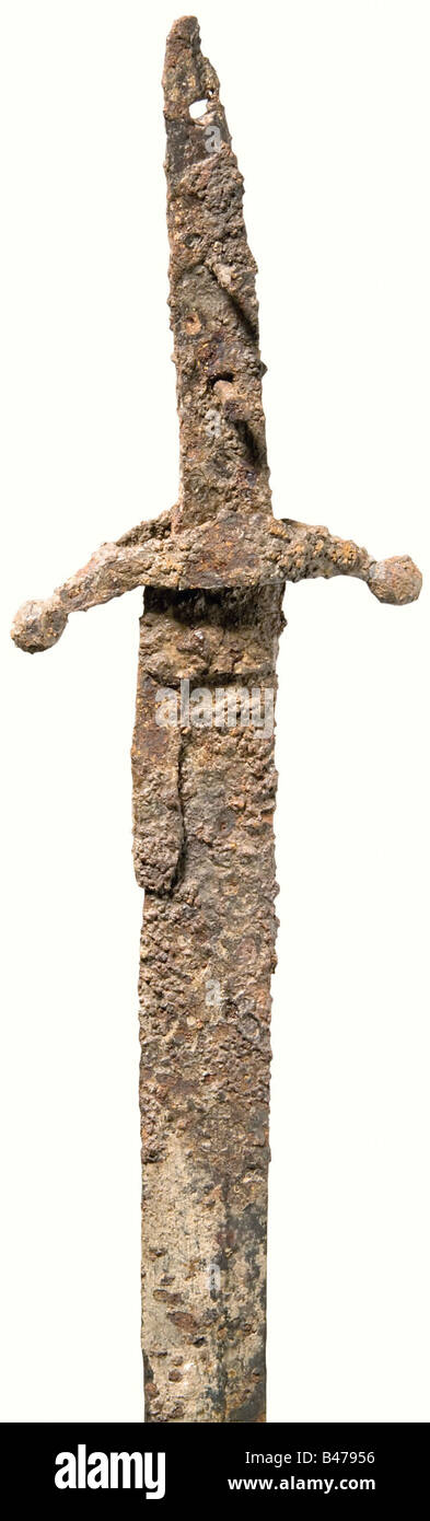 An Avar sword, Hungary, 9th/10th centuries. Heavy, slender single-edged ...