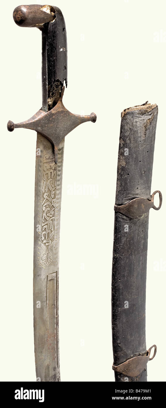 A Persian shamshir, 19th century. The blade has several fullers on both