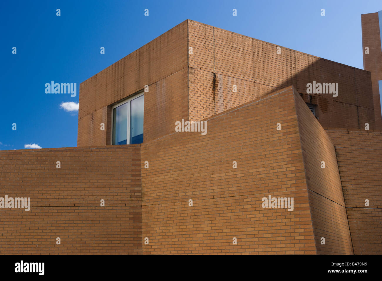 Detail view of the Stata Center on the Massachusetts Institute of Technology campus in Cambridge MA showing discoloration on the Stock Photo