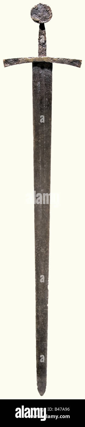 A Central European knightly sword, circa 1250. A double-edged blade ...
