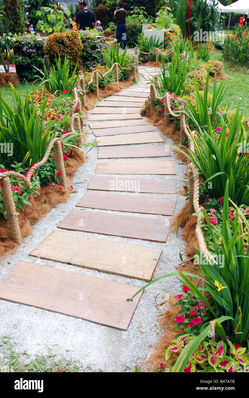 A landscaped footpath in a garden Stock Photo Alamy