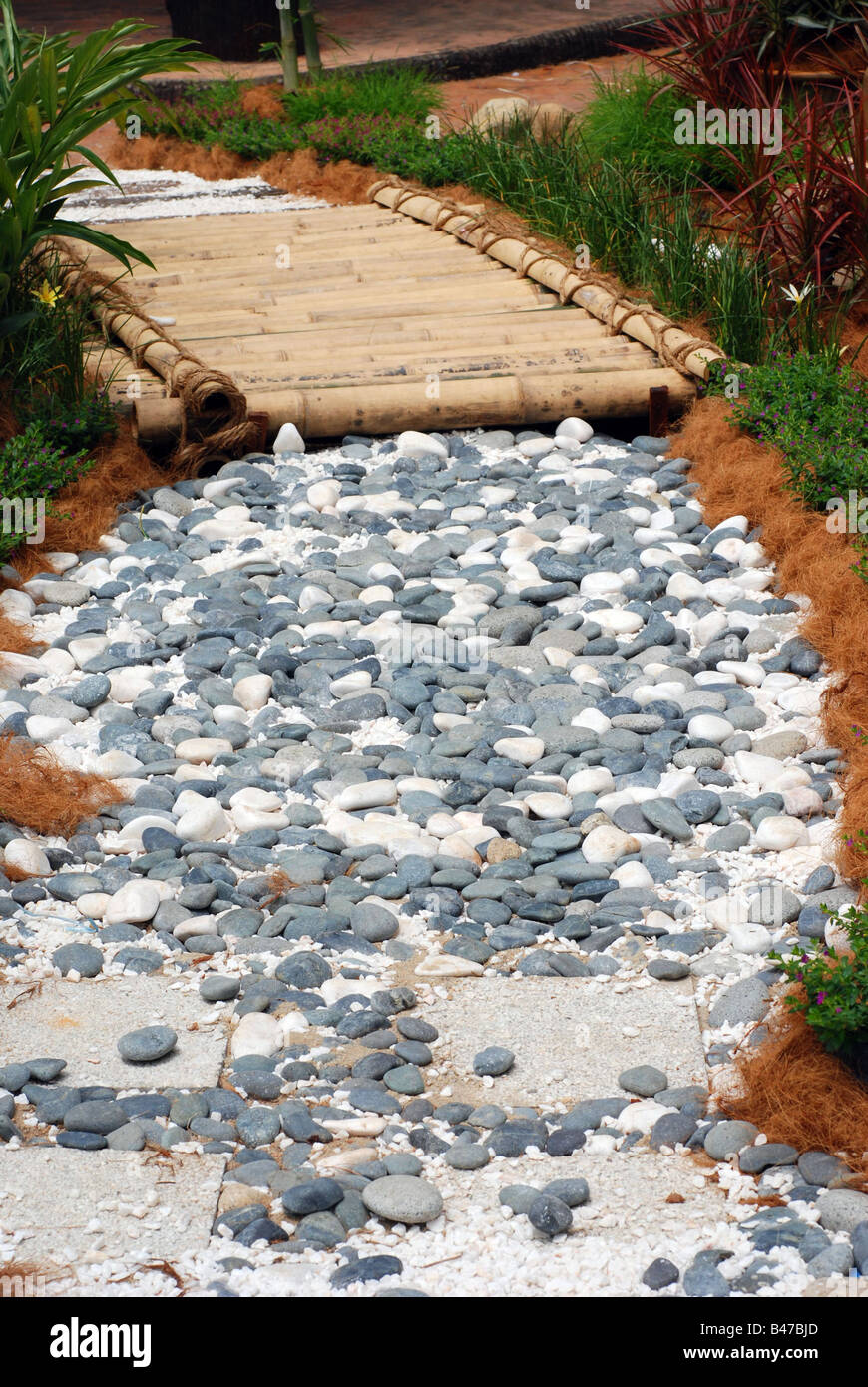 Garden footpath with pebbles Stock Photo Alamy