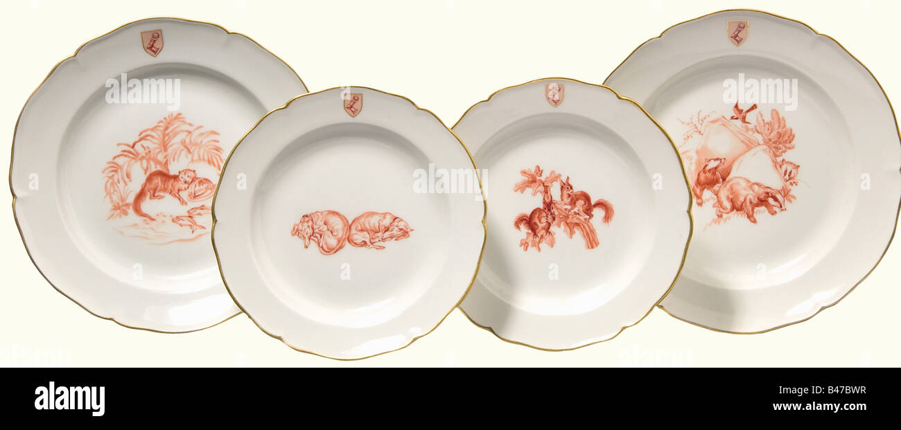 Hermann Göring, four KPM dessert plates from his hunting table Stock ... Hermann Göring, four KPM dessert plates from his hunting table Stock ...