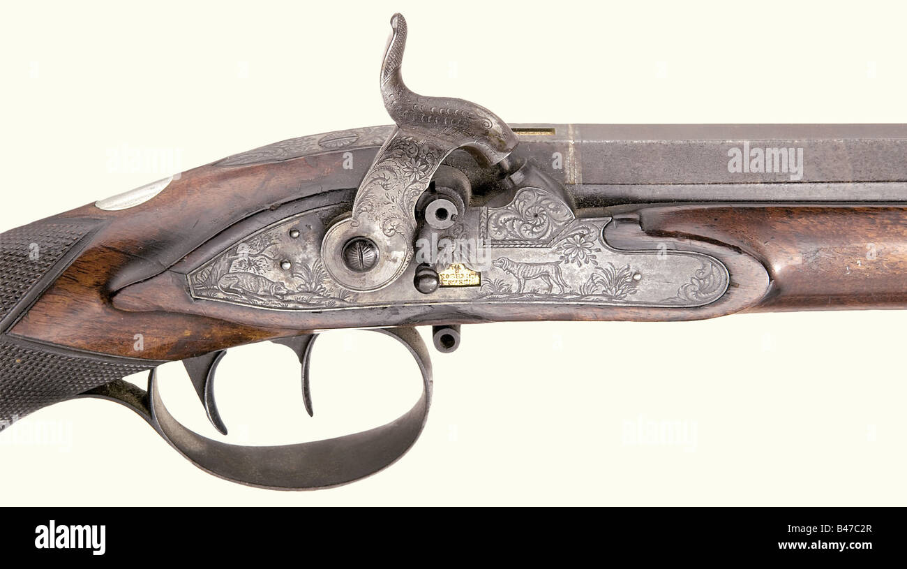 A percussion rifle, Störmer, Herzberg, circa 1830. Octagonal barrel ...