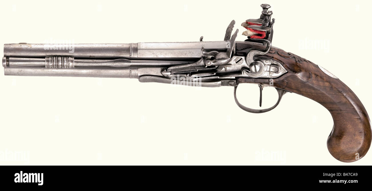 An over-and-under flintlock pistol, from the armoury of Karl Friedrich ...
