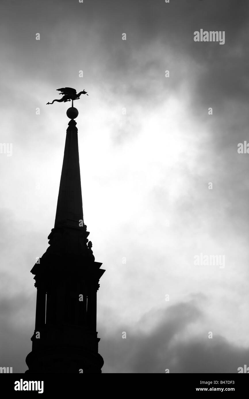 Dragon weathervane on top of the St Mary le Bow church on Cheapside, City of London Stock Photo