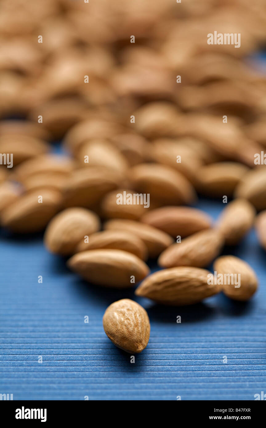 Organic raw almonds close up Stock Photo