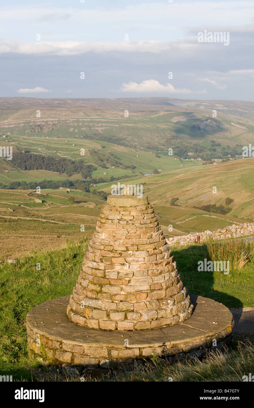Millennium Boundry marker for the Muker Parish on the Buttertubs Pass road Yorkshire Dales National Park Stock Photo