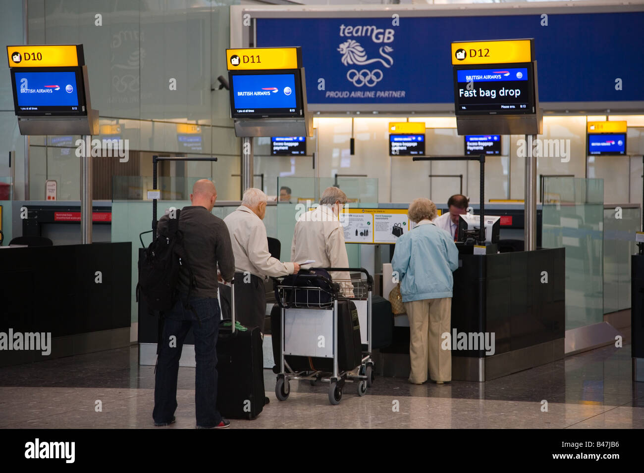 Fast bag drop at Heathrow Terminal 5 - British Airways Stock Photo