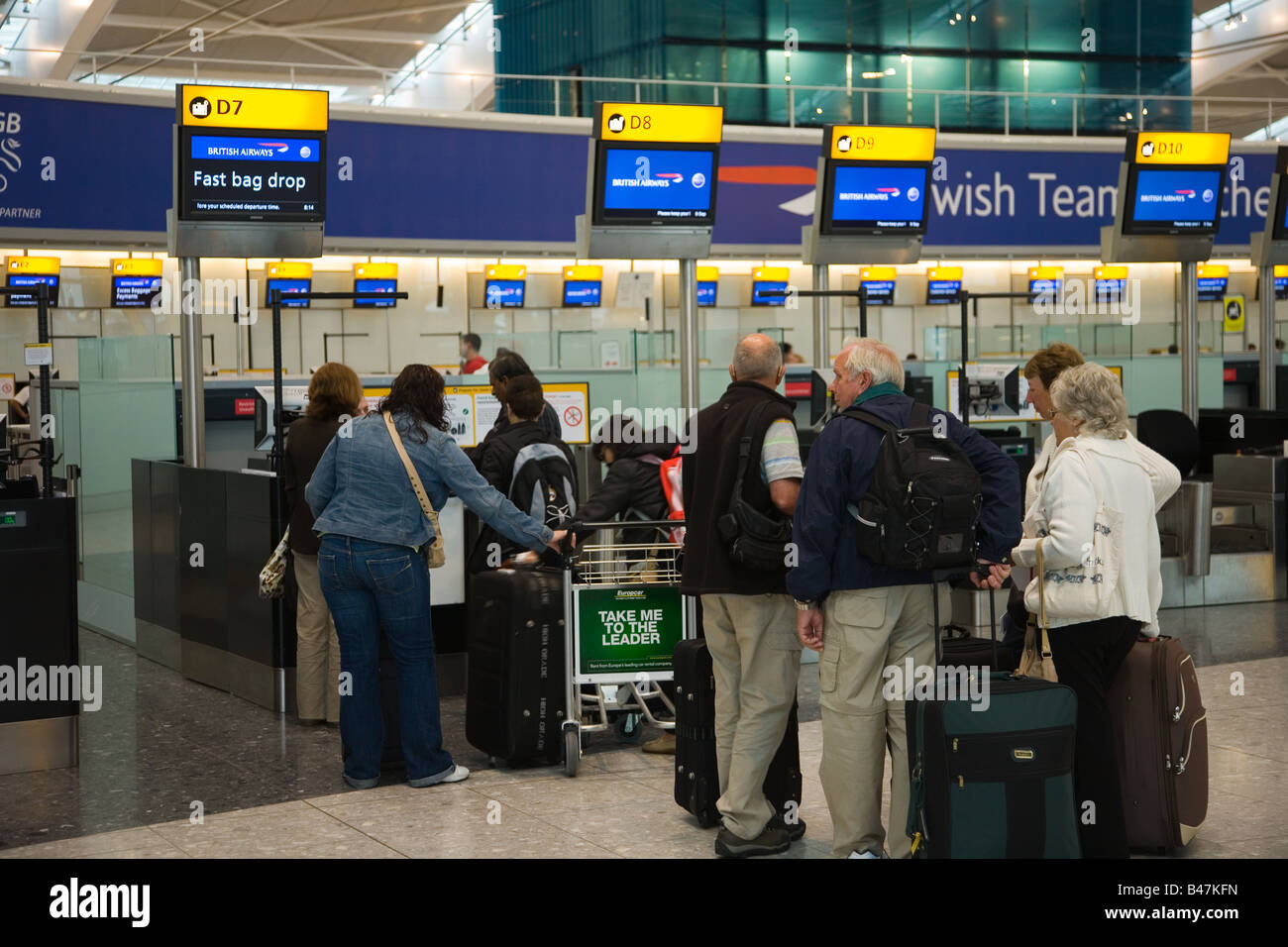 Fast bag drop at Terminal 5, Heathrow, London Stock Photo