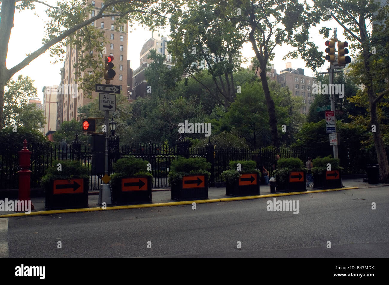Traffic barriers at Gramercy Park in New York on Saturday August 30 2008 Frances M Roberts Stock Photo