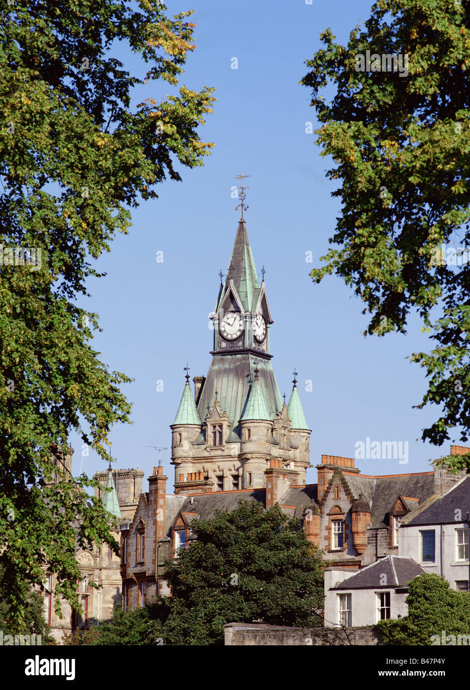 dh DUNFERMLINE FIFE Town hall clock tower Stock Photo