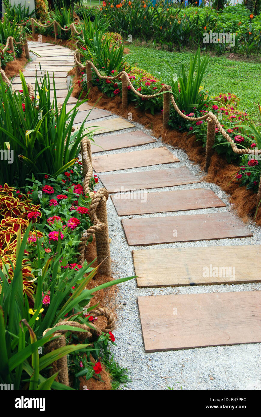 A landscaped footpath in a garden Stock Photo Alamy
