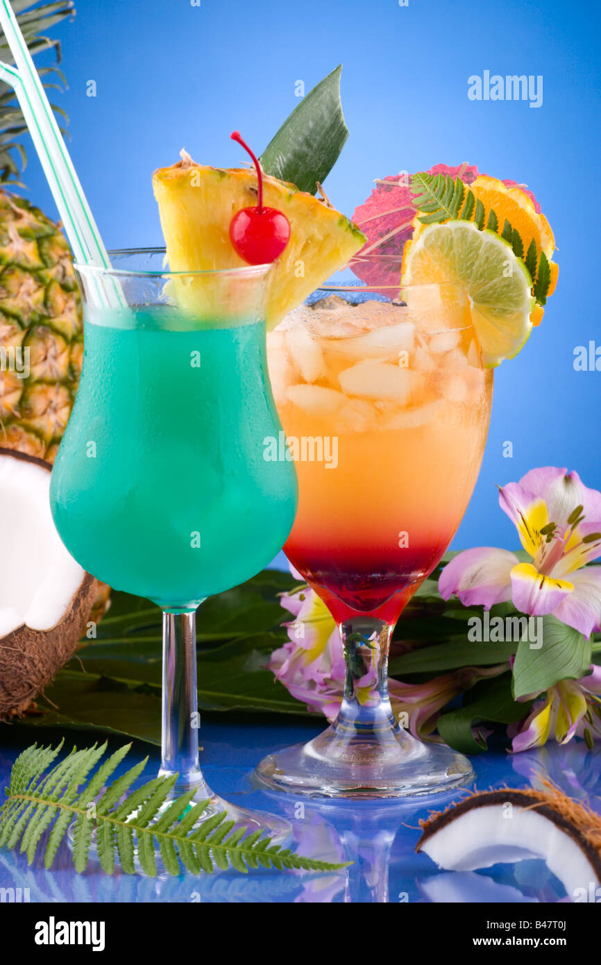 Mai Tai and Blue Hawaiian Stock Photo Alamy