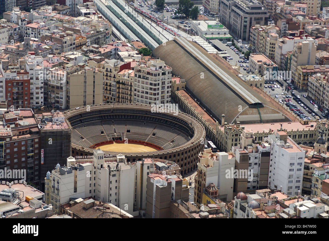 The Bull Ring and Central Railway station Valencia Spain Stock Photo - Alamy
