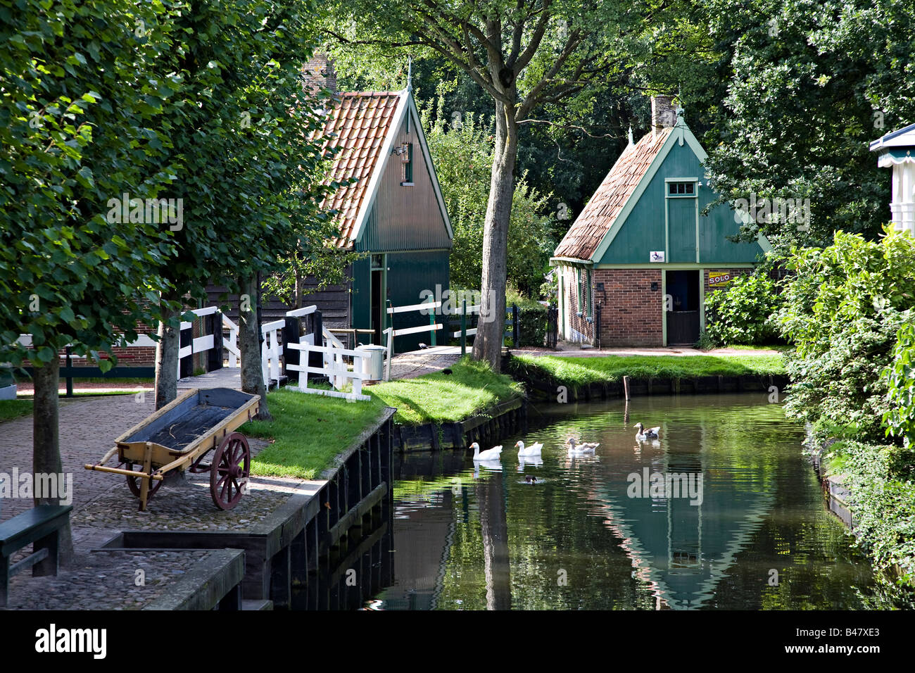 Canal and old buildings in folk museum Zuiderzeemuseum Enkhuizen Netherlands Stock Photo