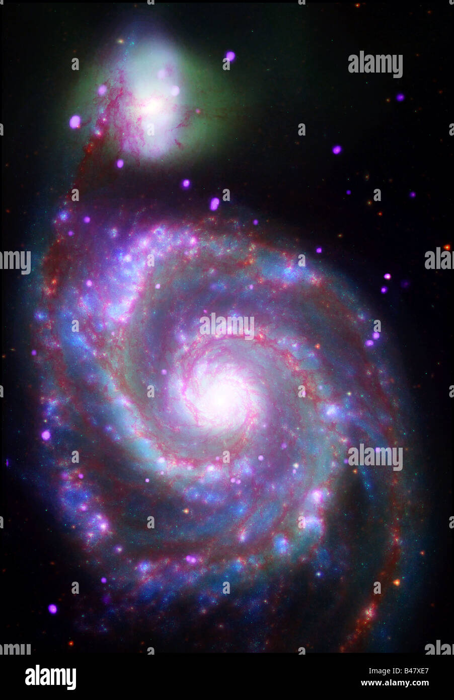 A view of M51 with the GALEX telescope Stock Photo