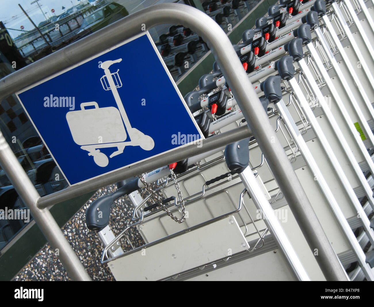 airport luggage cart stand Rome Italy Stock Photo Alamy