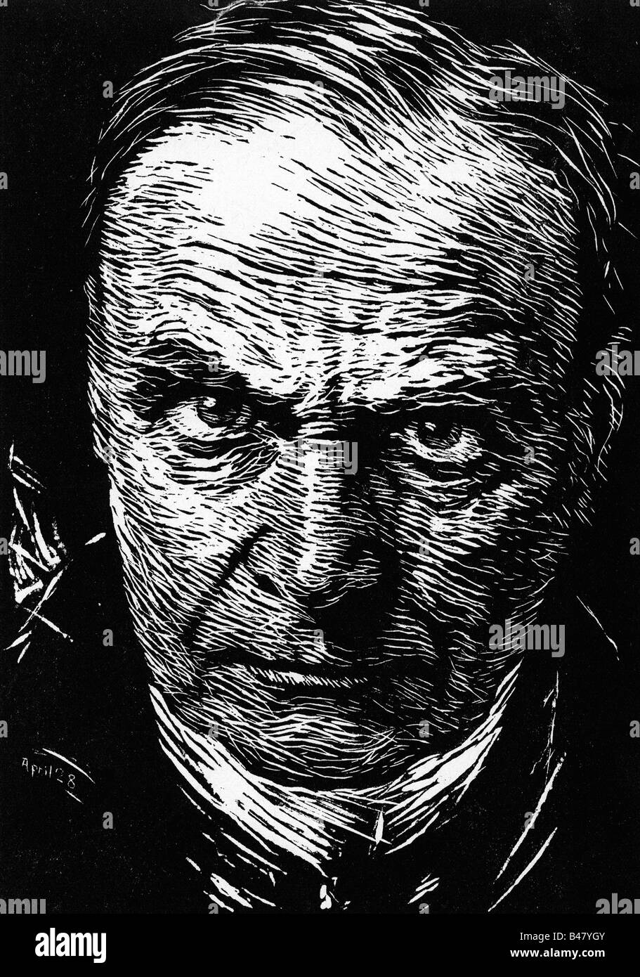 Bassermann, Albert, 7.9.1867 - 15.5.1952, German actor, portrait, linocut by Leopold Wächter, Leipzig 1928, Stock Photo