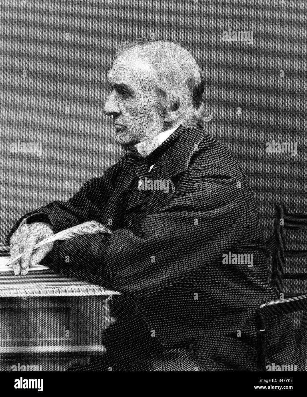 Gladstone, William Ewart, 29.12.1809 - 19.5.1898, British politcian, British Liberal Party, half length, steel engraving by G.J. Stodart after photo by Elliot & Fry, 19th century, Artist's Copyright has not to be cleared Stock Photo