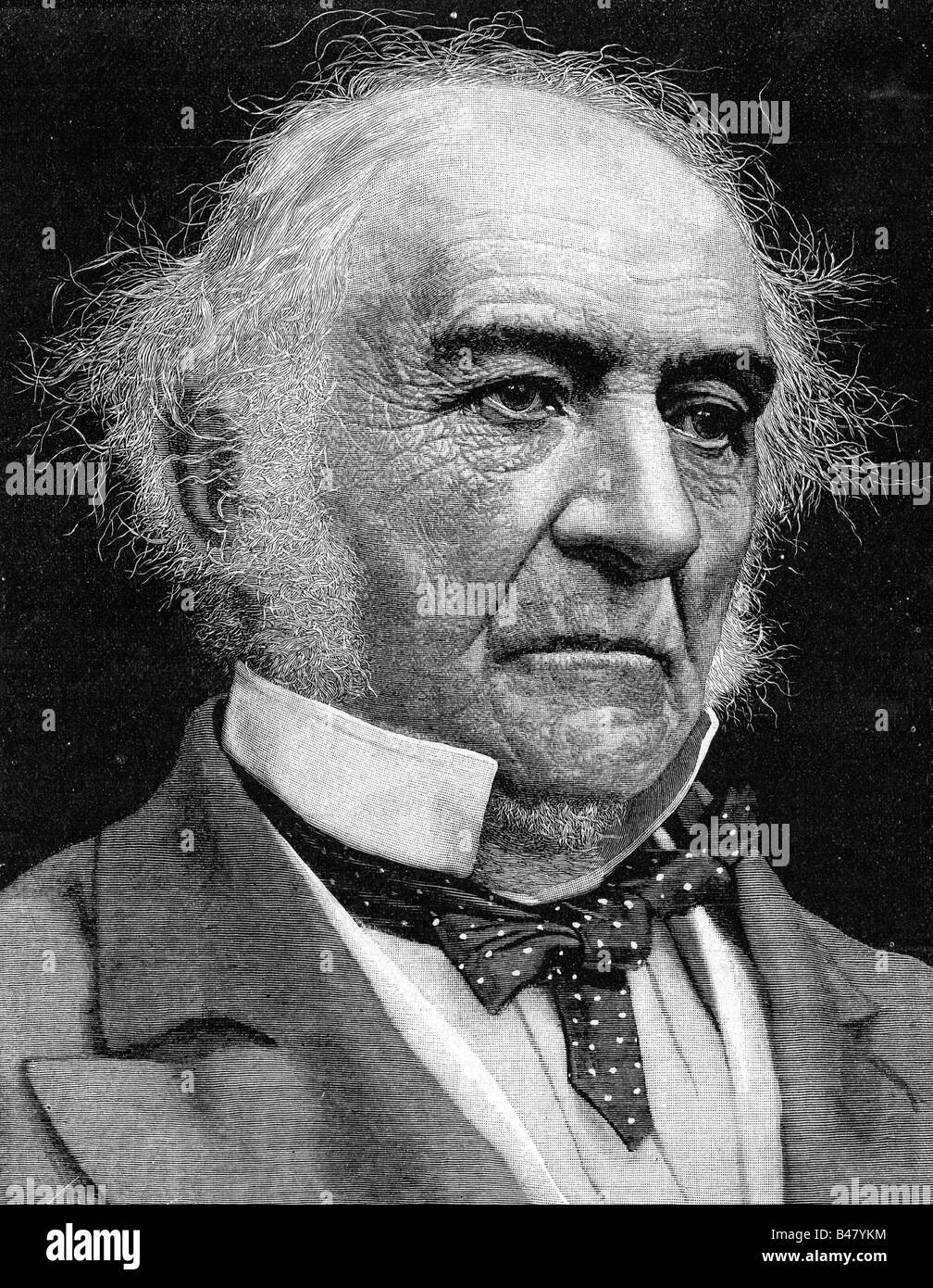 Gladstone, William Ewart, 29.12.1809 - 19.5.1898, British politcian, British Liberal Party, portrait, xylography after photo by S.A. Walker, 19th century, Stock Photo