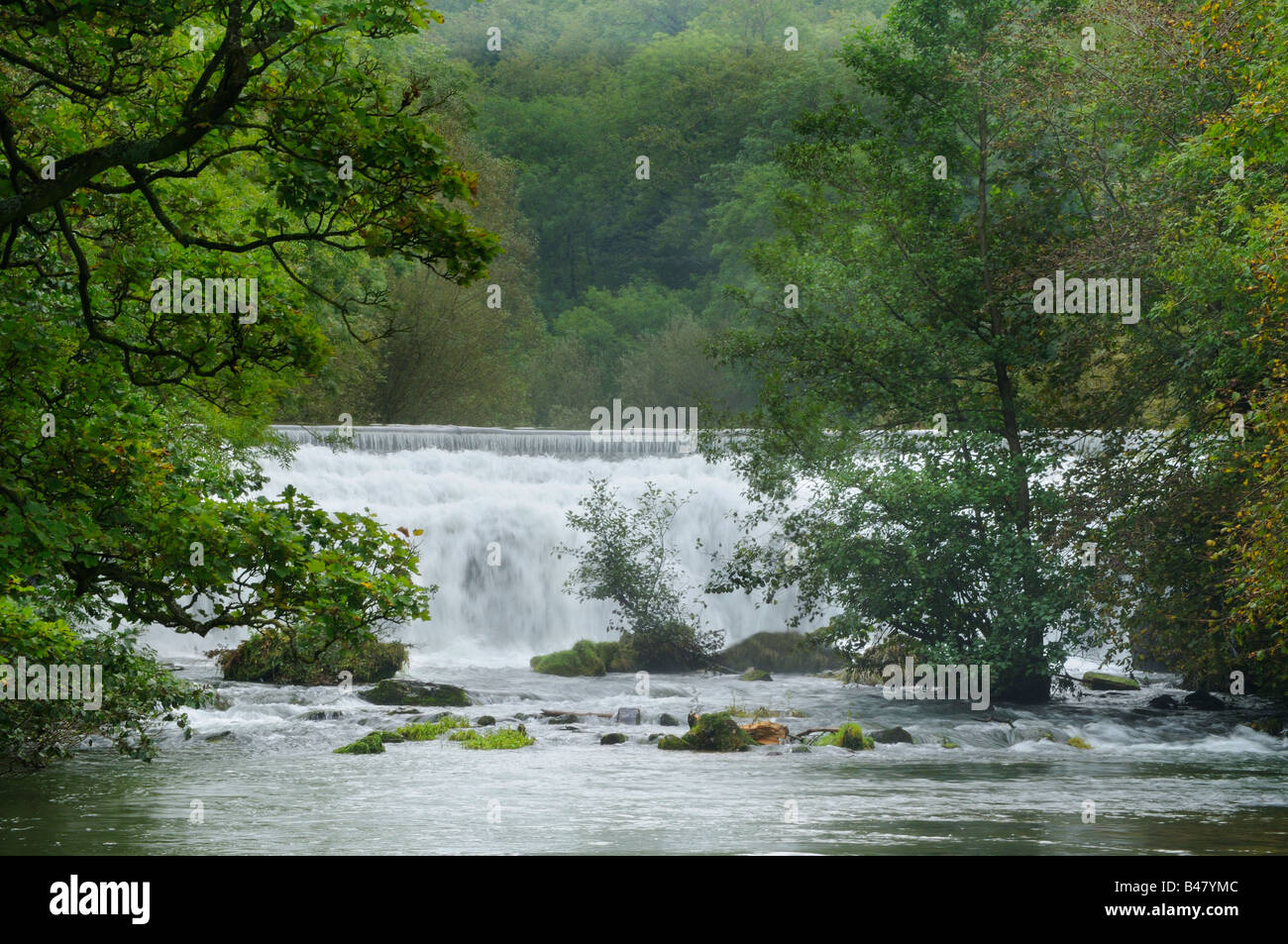 Monsal Weir on the River Wye Monsal dale Peak district UK September Stock Photo