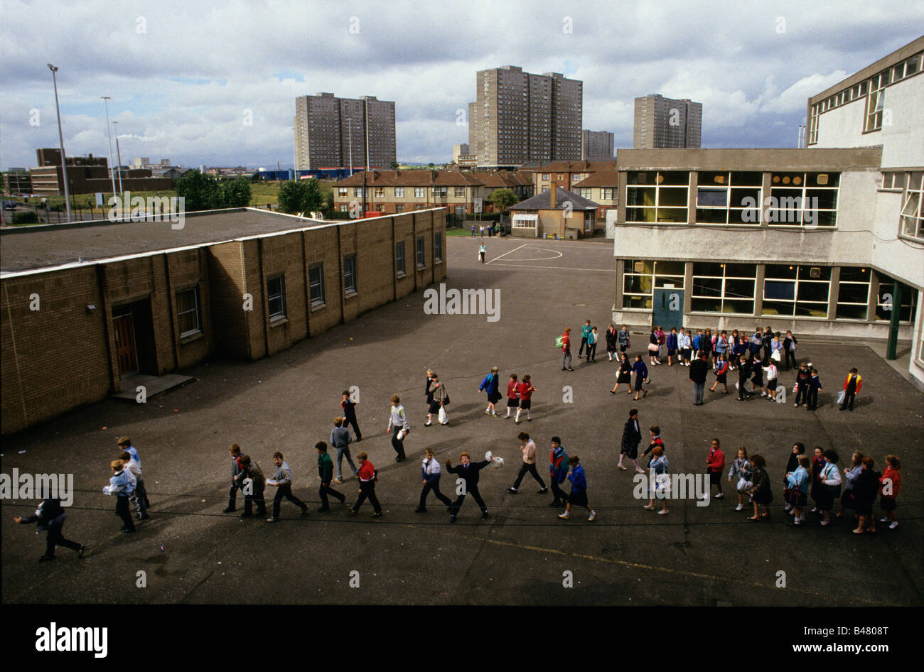 Holyrood Secondary School, Glasgow. Children file into class after lunch break. Stock Photo